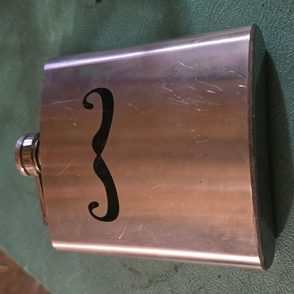 6 oz Stainless flask named mustache.